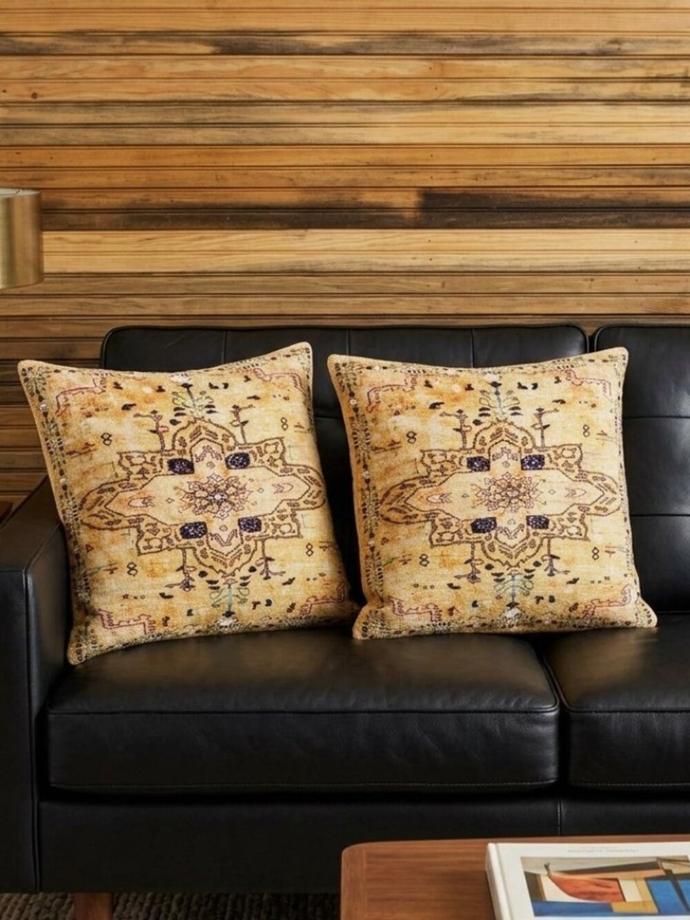 Set of 2 Boho Vintage Style Persian Southwestern Pillow Shams Gold Yellow 20x20